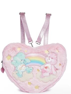 Dolls Kill x Care Bears Heart Shaped Plush Hoodie Backpack